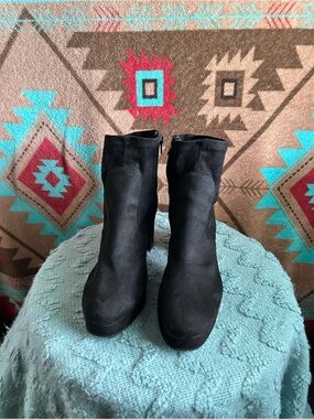 Target Black Suede Ankle Boots with Side Zipper